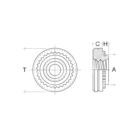 Ecrou a sertir Acier Zn M8-1 1.4 D10.5