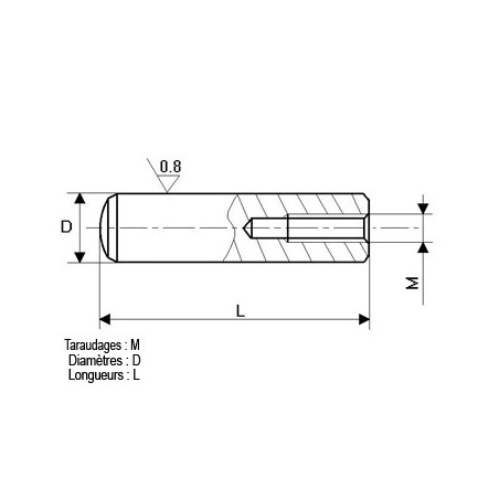 Goupille cylindrique taraudée : 5m6 X 12 DIN 7979 - Gfix