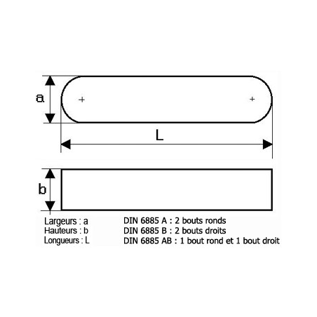 Clavette parallèle : 2X2X10 DIN 6885A - Gfix