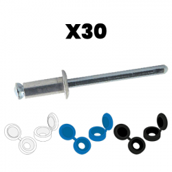 Assortiment de rivet et cache rivet pour plaque d'immatriculation 30 pièces