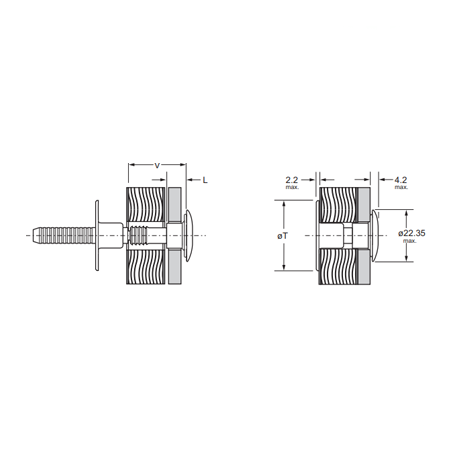 Tige Rivet Avtainer 15.9-19.0 mm