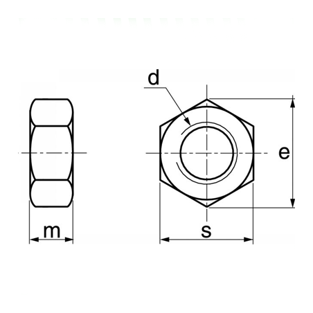 Ecrou Hexagonal Bas Inox A2 M14 DIN 439