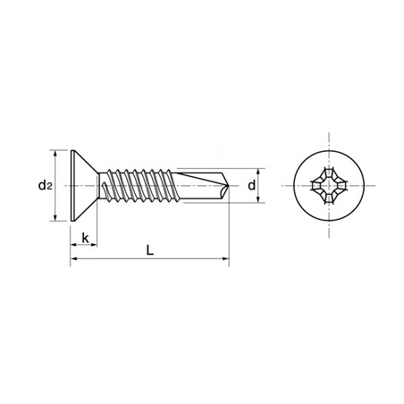 Vis Autoforeuse Acier Tête Fraisée 6.3X38 Cruciforme DIN 7504