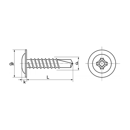 Vis Autoforeuse Acier Tête Cylindrique 4.2X13 Cruciforme