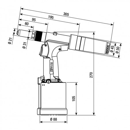 Riveteuse Pneumatique Rivit RIV402 pour rivets aveugles Ø3.2 à Ø4.8 mm