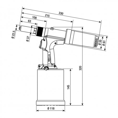 Riveteuse Pneumatique Rivit RIV406 pour rivets aveugles Ø4.8 à Ø6.4 mm