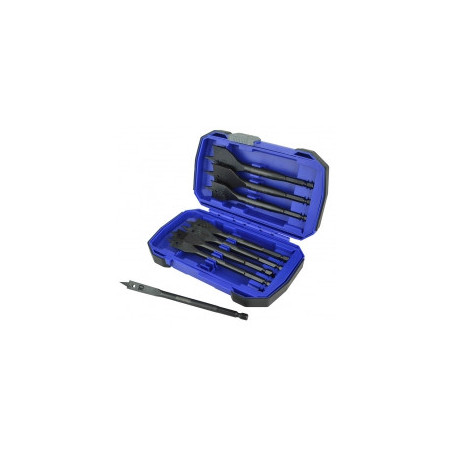 Coffret de 8 mèches bois plates de 10 mm à 38 mm