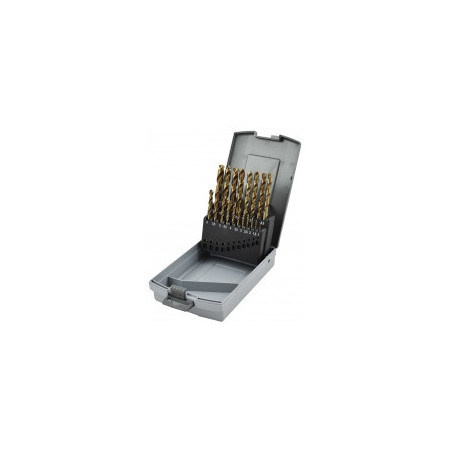 Foret Inox 5% cobalt taillé meulé 1 à 13 mm par 1-2 mm - Jeu de 25 - COB135°