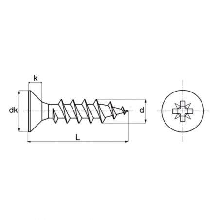 Vis VBA Acier Zingué Tête Fraisée 5X55