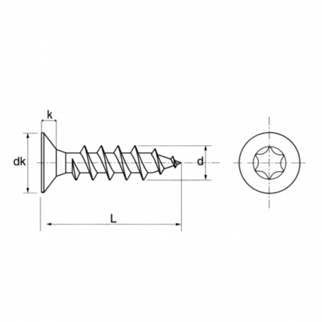 Vis VBA Acier Zingué Tête Fraisée 6X120