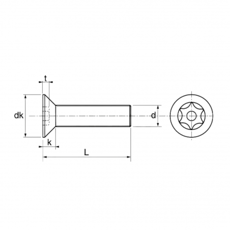 Vis Inox Tête Fraisée Torx Inviolable M4X8